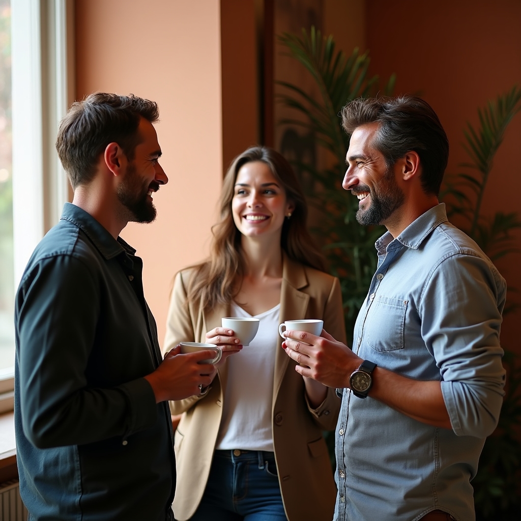 Pausa caffè tra i partecipanti durante l'intervallo del workshop